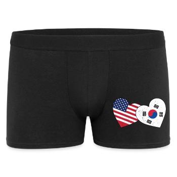 Corée du Sud et drapeau américain Coréen - Boxer Homme - noir - Devant