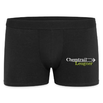 Chemtrail Leugner – Typografie mit Flugzeug - Männer Boxer Shorts - Schwarz - Vorne