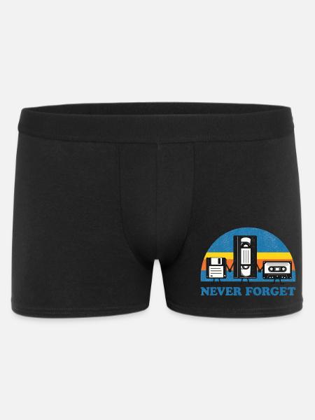 Never Forget Retro Vintage Disk VHS Cassette Shirt - Männer Boxer Shorts - Schwarz