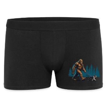 Boston Terrier Bigfoot lustiger Kryptid-Liebhaber - Männer Boxer Shorts - Schwarz - Vorne