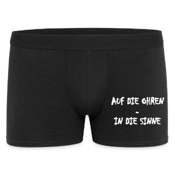 Auf die Ohren In die Sinne - Männer Boxer Shorts - Schwarz - Vorne