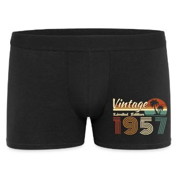 70 Jahre 1957 Vintage-Retro-Geburtstagsgeschenk - Männer Boxer Shorts - Schwarz - Vorne