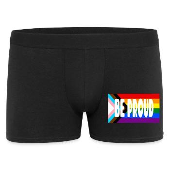 Be Proud Pride Flag Text - Männer Boxer Shorts - Schwarz - Vorne