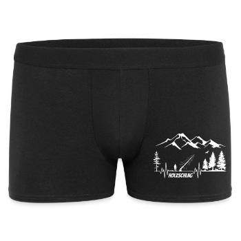 Holzschlag Herzschlag Bergpanorama Holzfäller Herz - Männer Boxer Shorts - Schwarz - Vorne