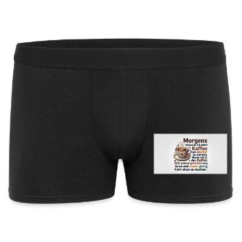 Kaffee Morgen Spruch Illustration - Männer Boxer Shorts - Schwarz - Vorne