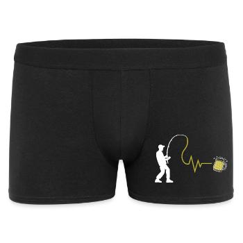 Anglerherz und Feierabendbier - Männer Boxer Shorts - Schwarz - Vorne