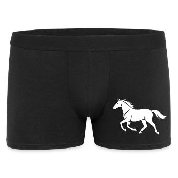 Weißes Pferd Silhouette Geschenk Reiter  - Männer Boxer Shorts - Schwarz - Vorne