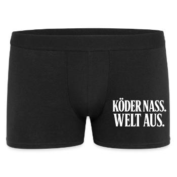 Köder Nass Welt Aus Angler Spruch T-Shirt - Männer Boxer Shorts - Schwarz - Vorne