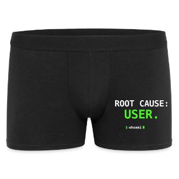 Root Cause USER Whoami IT Humor Nerd Geschenk - Männer Boxer Shorts - Schwarz - Vorne