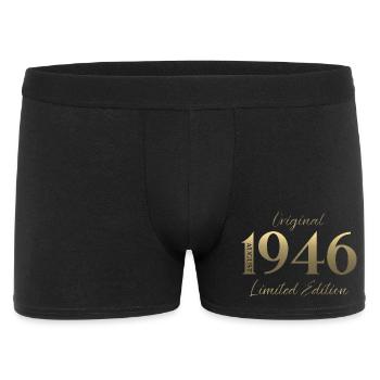 80. Geburtstag Geschenk Original August 1946 - Männer Boxer Shorts - Schwarz - Vorne