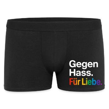 Regenbogen Liebe Statement Spruch Shirt CSD - Männer Boxer Shorts - Schwarz - Vorne