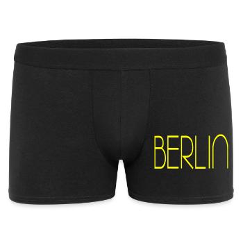 Berlin gelbe Schrift - Männer Boxer Shorts - Schwarz - Vorne