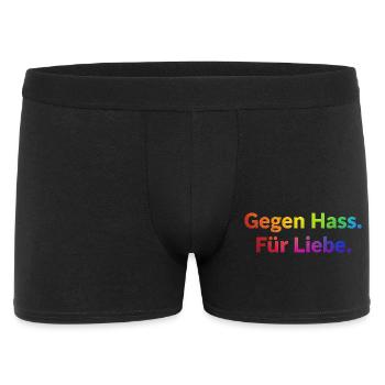 Gegen Hass Für Liebe Spruch Regenbogen Pride CSD - Männer Boxer Shorts - Schwarz - Vorne