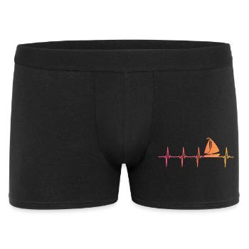 Sunset Sailing Boat Heartbeat Sail - Männer Boxer Shorts - Schwarz - Vorne