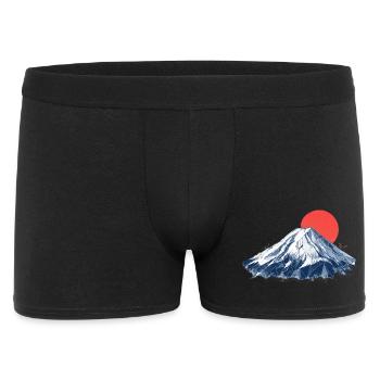 Geometric Mountain with Red Sun Origami Fuji - Men's Boxer Shorts - black - Front