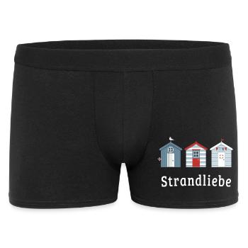 Strandliebe – Maritime Strandhäuser - Männer Boxer Shorts - Schwarz - Vorne