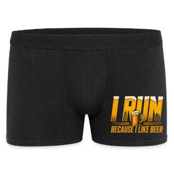 Ich laufe wegen Bier - Lustiges Lauf Shirt - Männer Boxer Shorts - Schwarz - Vorne