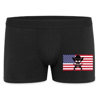 Cowboy skull and American flag - Men's Boxer Shorts - black - Front