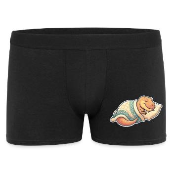Schlafender Dinosaurier - Männer Boxer Shorts - Schwarz - Vorne