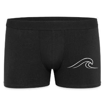 Miniamlistische Welle mit einer Linie gezeichnet - Männer Boxer Shorts - Schwarz - Vorne