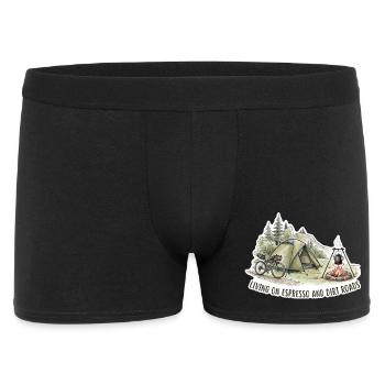 Leben auf Espresso- und Schotterstraßen - Männer Boxer Shorts - Schwarz - Vorne