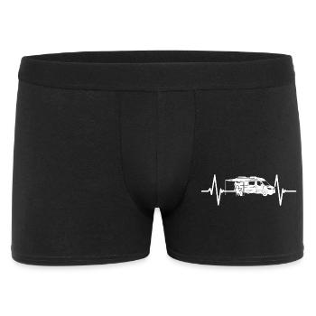 Camping love with heartbeat and motorhome - Men's Boxer Shorts - black - Front