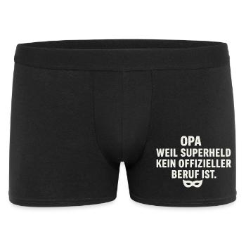 Opa: Weil Superheld kein offizieller Beruf ist - Männer Boxer Shorts - Schwarz - Vorne