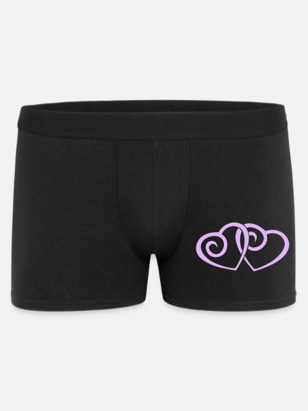 Double Hearts in Love Line Art - Men's Boxer Shorts - black