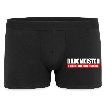 Bademeister chlorreicher geht's nicht - Männer Boxer Shorts - Schwarz - Vorne