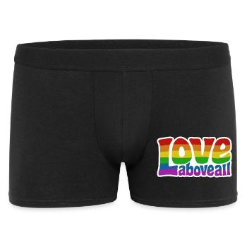 Love Above All | Regenbogen Pride Design - Männer Boxer Shorts - Schwarz - Vorne