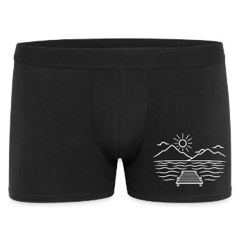 Minimalist wooden walkway on the mountain lake - Men's Boxer Shorts - black - Front
