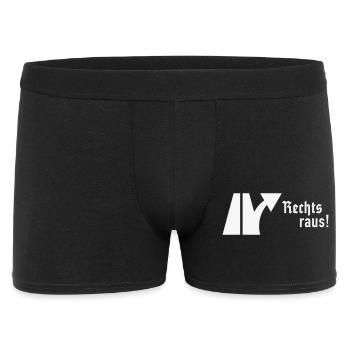 Rechts Raus! (Gegen Rechts / Schild / Fraktur) - Männer Boxer Shorts - Schwarz - Vorne
