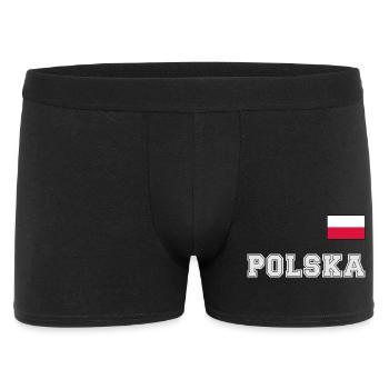 Polen Trikot Look – POLSKA mit Fahne bzw. Flagge - Männer Boxer Shorts - Schwarz - Vorne
