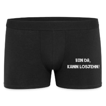 Bin da, kann losgehen - Männer Boxer Shorts - Schwarz - Vorne
