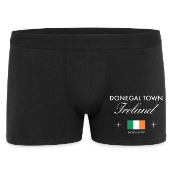 Donegal Town Irland Koordinaten Reise Souvenir - Männer Boxer Shorts - Schwarz - Vorne