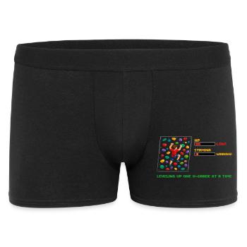 Bloc rétro en pixel art : Dire monter de niveau - Boxer Homme - noir - Devant
