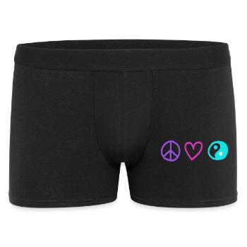 Peace love harmony - Männer Boxer Shorts - Schwarz - Vorne