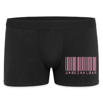 Barcode Rosa "UNBEZAHLBAR"  - Männer Boxer Shorts - Schwarz - Vorne