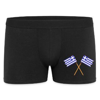 Flagge Griechenlands - Männer Boxer Shorts - Schwarz - Vorne