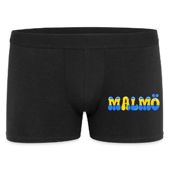 Malmö Blau-Gelb, Typo-Stadt, Schweden, - Männer Boxer Shorts - Schwarz - Vorne