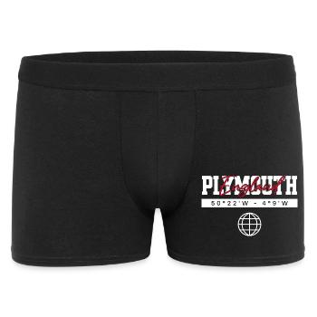 Plymouth England Koordinaten Reise Souvenir - Männer Boxer Shorts - Schwarz - Vorne