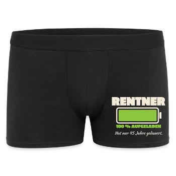 Rentner Akku 45 Jahre geladen - Männer Boxer Shorts - Schwarz - Vorne