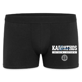 Karpathos Griechenland Koordinaten Reise Souvenir - Männer Boxer Shorts - Schwarz - Vorne