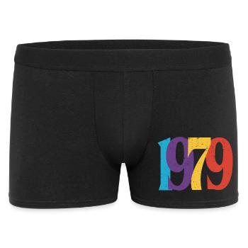 Geboren 1979 Geburtstagsgeschenk Geburtstag 79 - Männer Boxer Shorts - Schwarz - Vorne