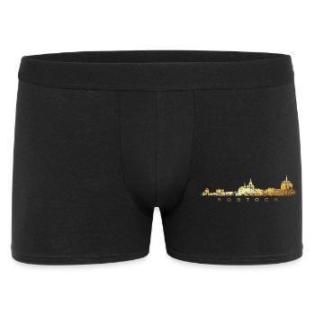 Rostock Skyline (Vintage Goldgelb) - Männer Boxer Shorts - Schwarz - Vorne