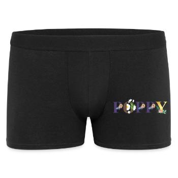 Art du nom du coquelicot avec des fleurs brodées - Boxer Homme - noir - Devant