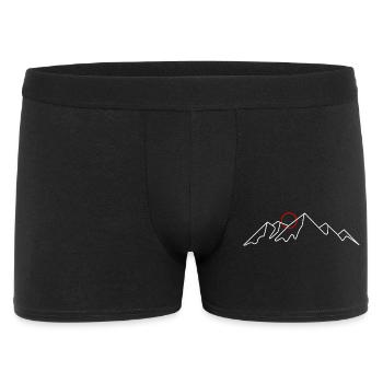Minimal Mountain Line with Red Sun - Men's Boxer Shorts - black - Front