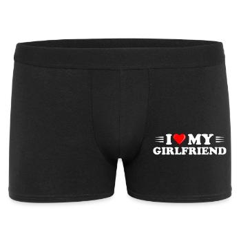 I Love My Girlfriend Distressed - Männer Boxer Shorts - Schwarz - Vorne