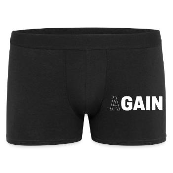 Hidden Gain — AGAIN Typography Motivational - Männer Boxer Shorts - Schwarz - Vorne