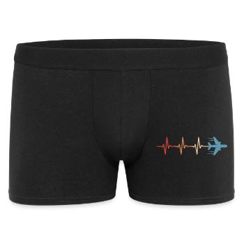 Flugzeug Herzschlag Pilot Luftfahrt Flieger - Männer Boxer Shorts - Schwarz - Vorne